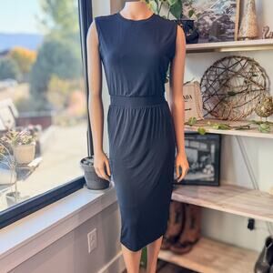 Athleta Santorini Cinch Black Dress w/ Elastic Waist, Soft Knit, Women's XS